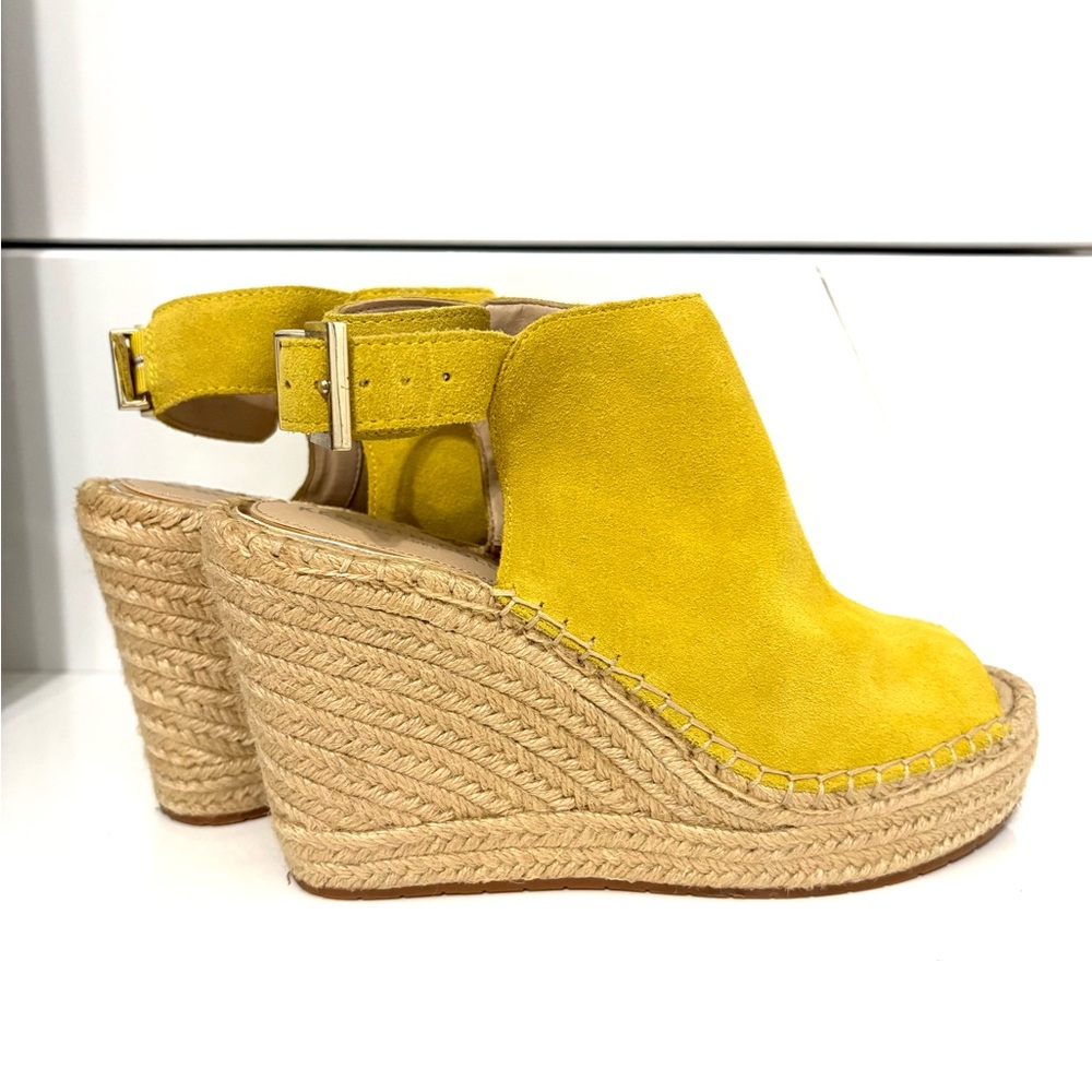 Yellow Suede Wedge Sandals